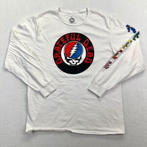 Grateful Dead Long Sleeve Shirt White Steal Your Face Dancing Bears Mens Large